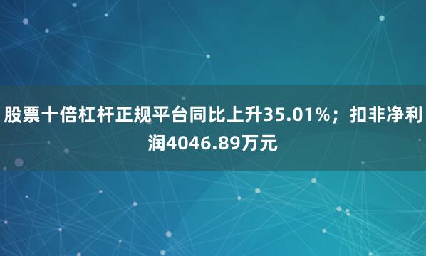 股票十倍杠杆正规平台同比上升35.01%；扣非净利润4046.89万元